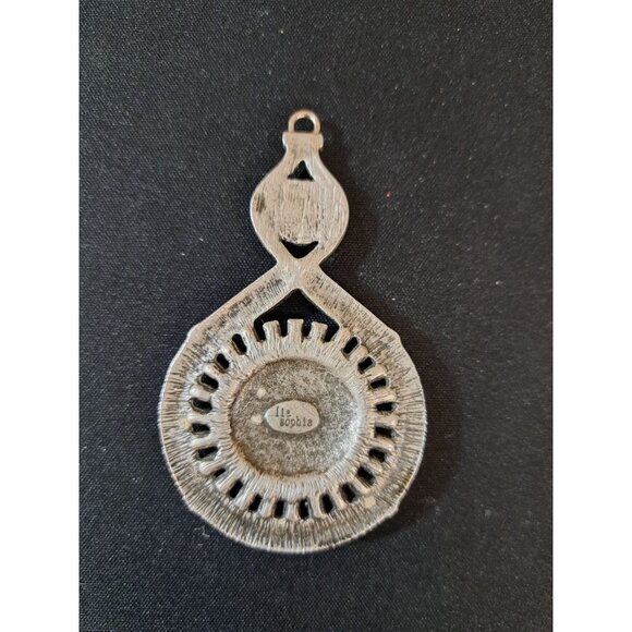Lia Sophia Silver & Yellow Stone Pendant With Intricate Design - Picture 2 of 4